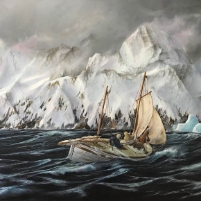 'James Caird' approaching South Georgia 1916