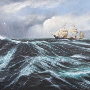 Blow the Wind Southerly, Scott’s ship 'Terra Nova’ sailing through the Southern Ocean 1910